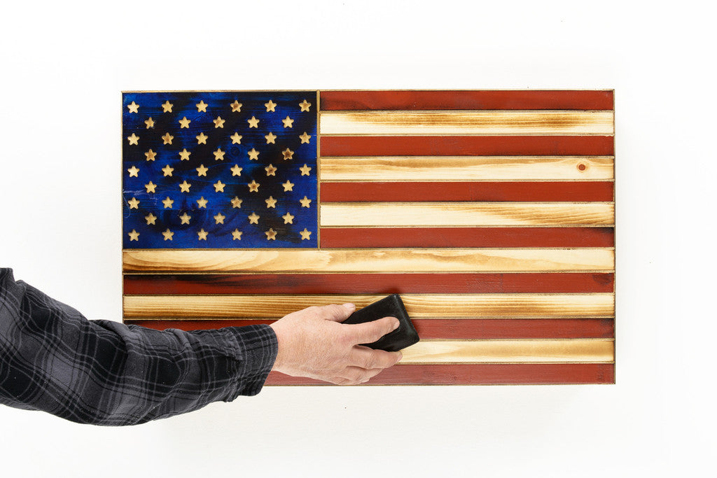 Old Glory" Red & Blue Rustic Flag