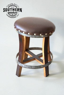 1773 Whiskey Barrel Hoop Table Set: Barstool Patio Furniture set (Brown)