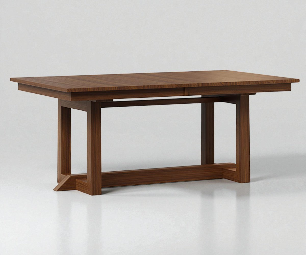 Wooden dining table on a white background