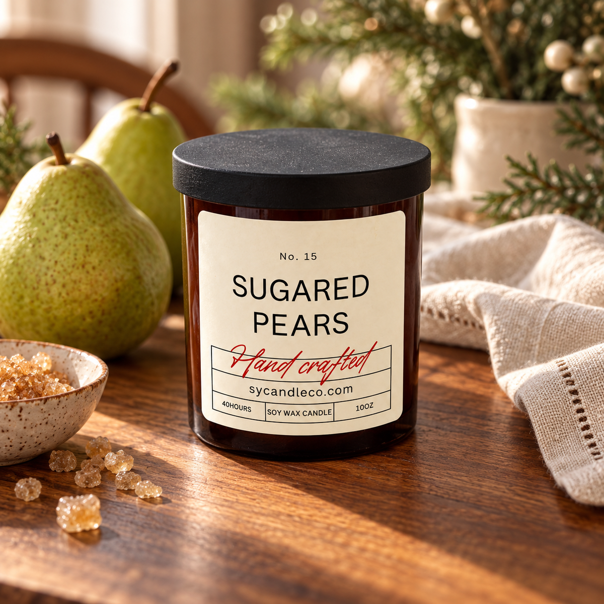 Sugared Pears soy candle — amber lifestyle