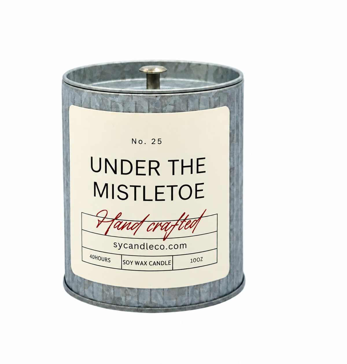 Under the Mistletoe soy candle — tin product