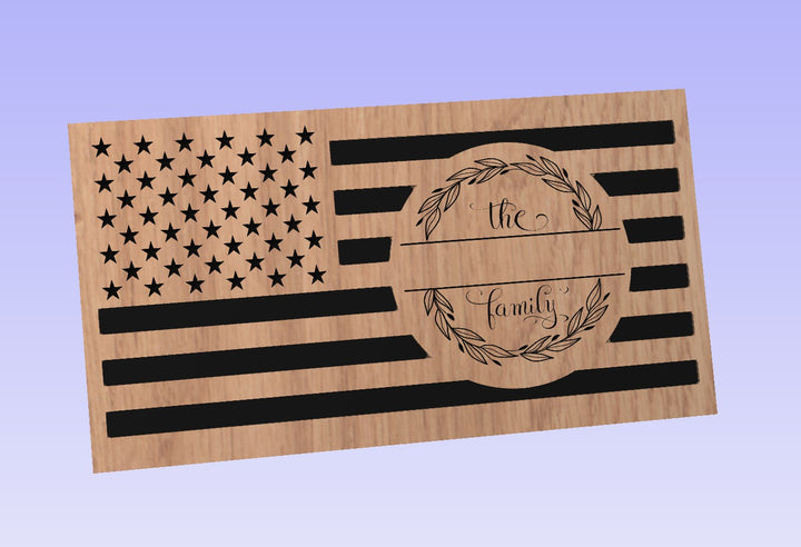 American Flag carved signs w/ Farmhouse monogram