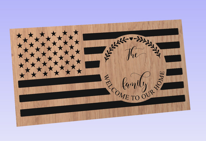 American Flag carved signs w/ Farmhouse monogram