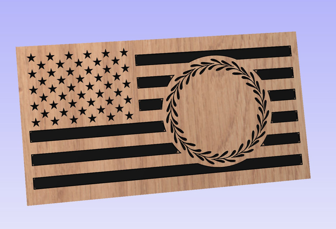 American Flag carved signs w/ Farmhouse monogram