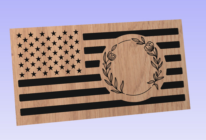 American Flag carved signs w/ Farmhouse monogram