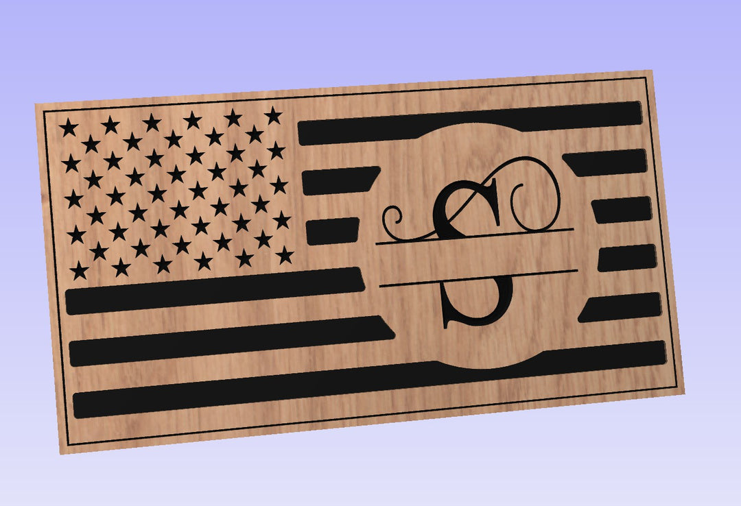 American Flag carved signs w/ Farmhouse monogram