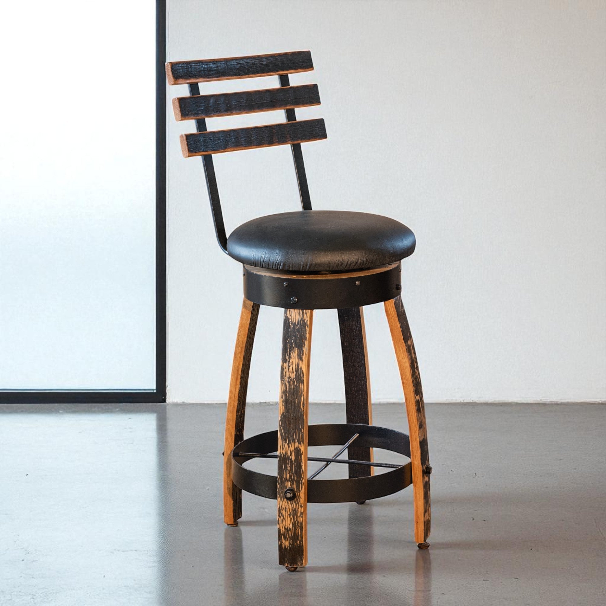 1773 Boston Harbor Barstool with Backrest (Stave Legs)