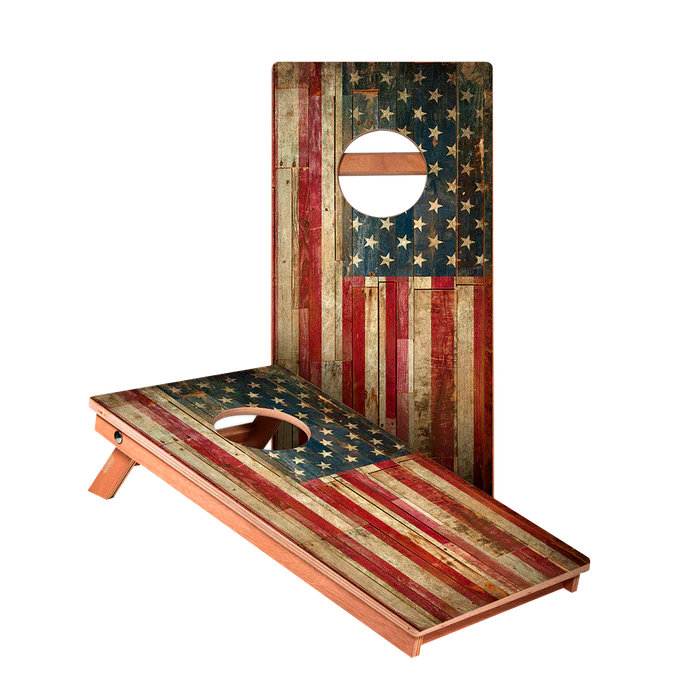 Rustic American Flag Cornhole Board