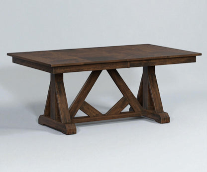Wooden table with a rustic design on a gray background