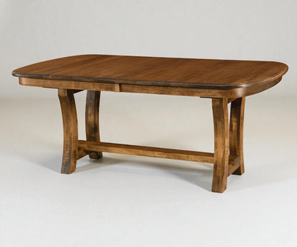Wooden dining table on a plain background