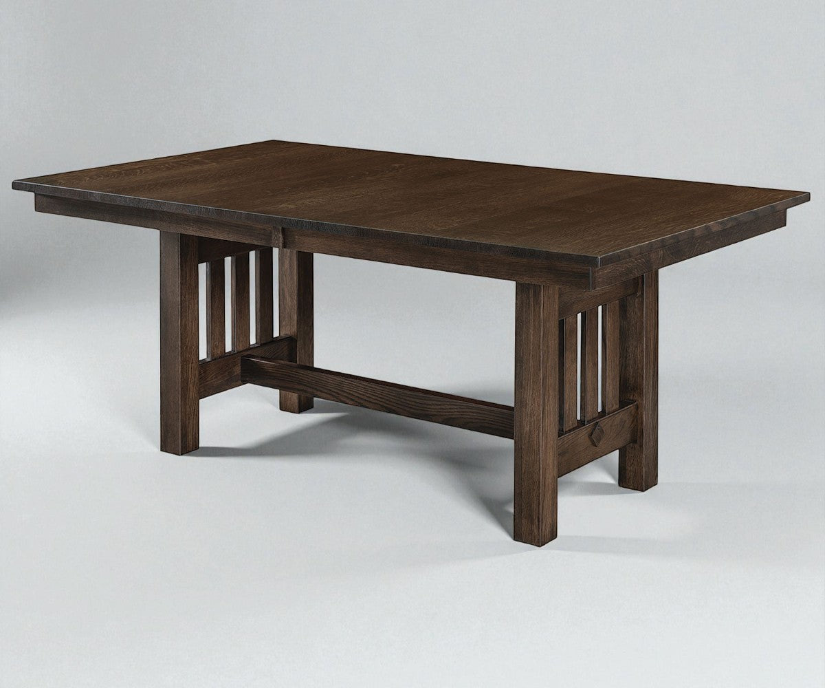 Wooden dining table on a white background