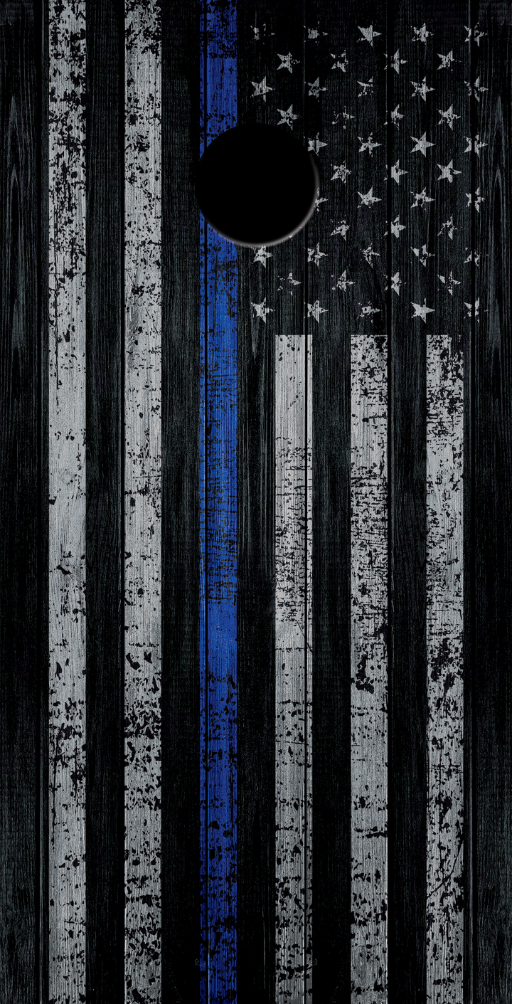 Thin Blue line 2 American Flag Cornhole Board