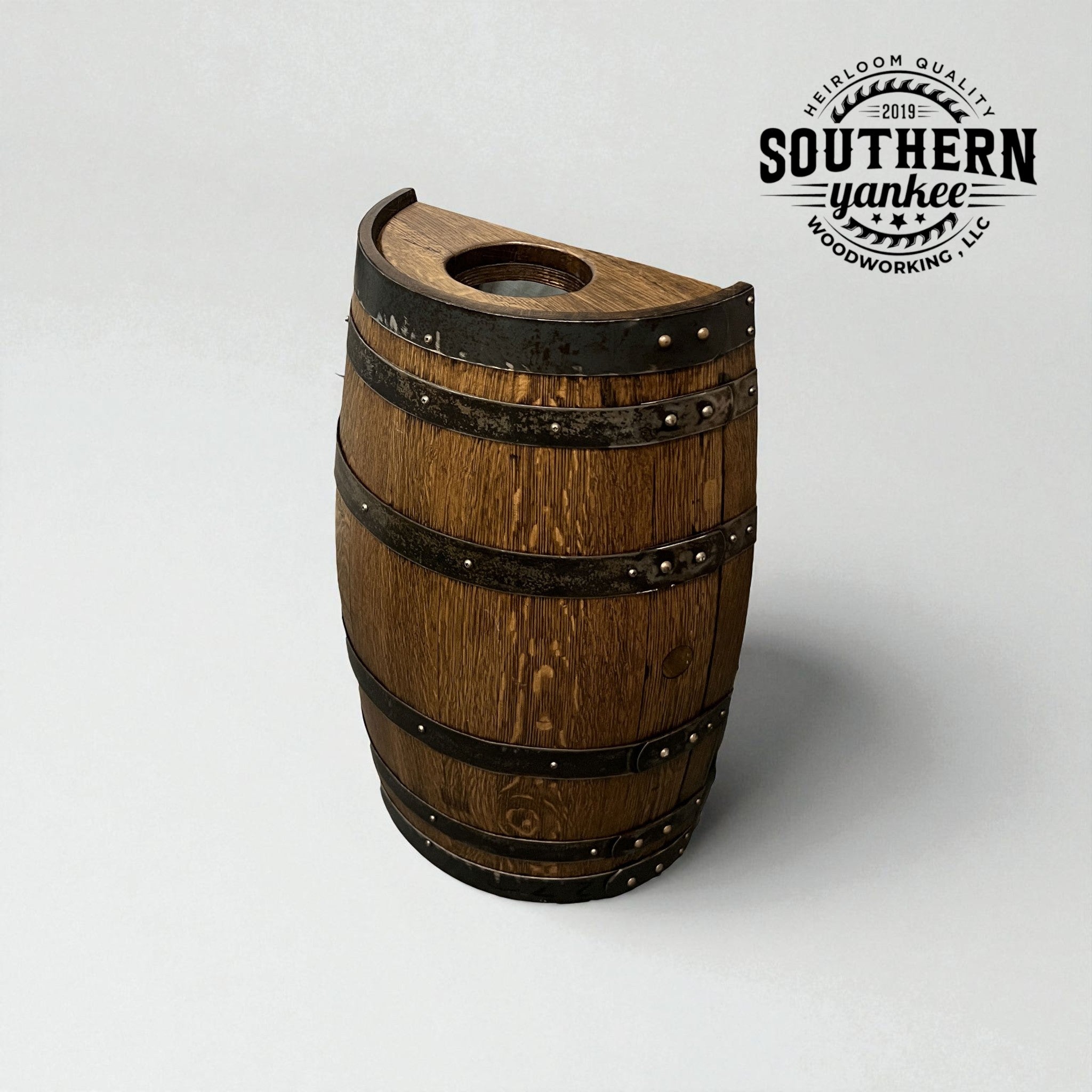 large Barrel half trash can