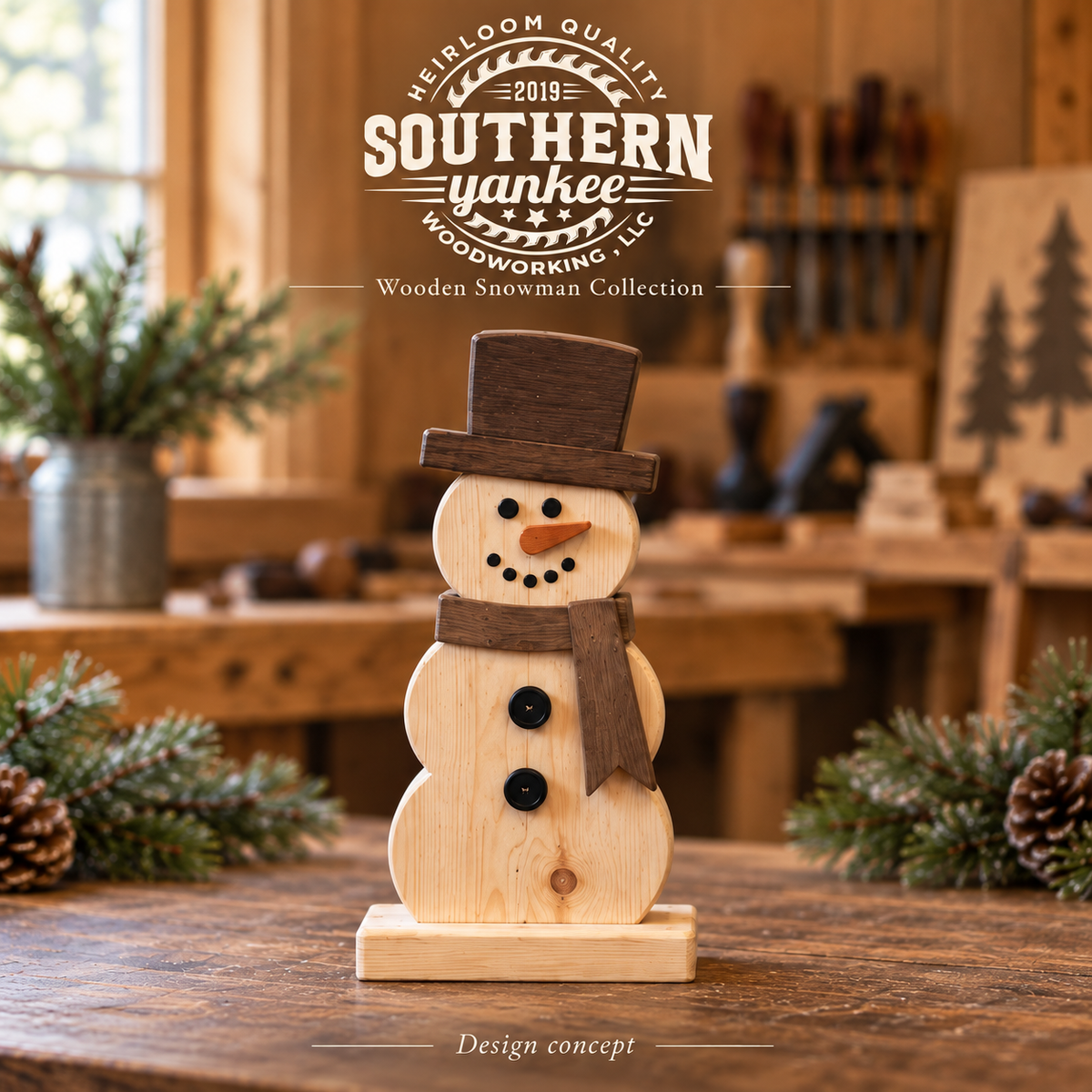 Rustic Wooden Snowman Decor – Farmhouse Christmas & Winter Decoration