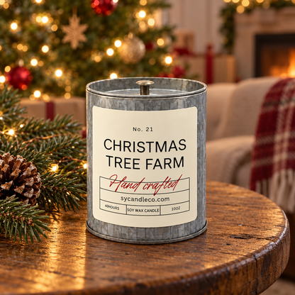 Christmas Tree Farm soy candle — tin lifestyle