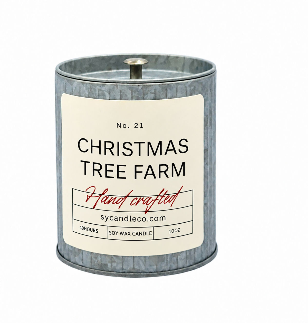 Christmas Tree Farm soy candle — tin product