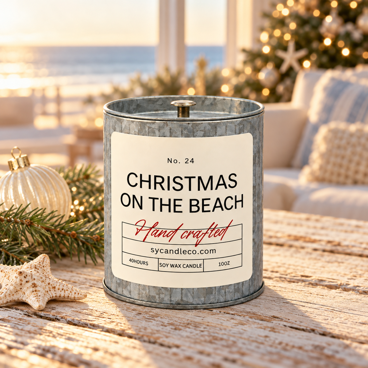 Christmas on the Beach soy candle — tin lifestyle