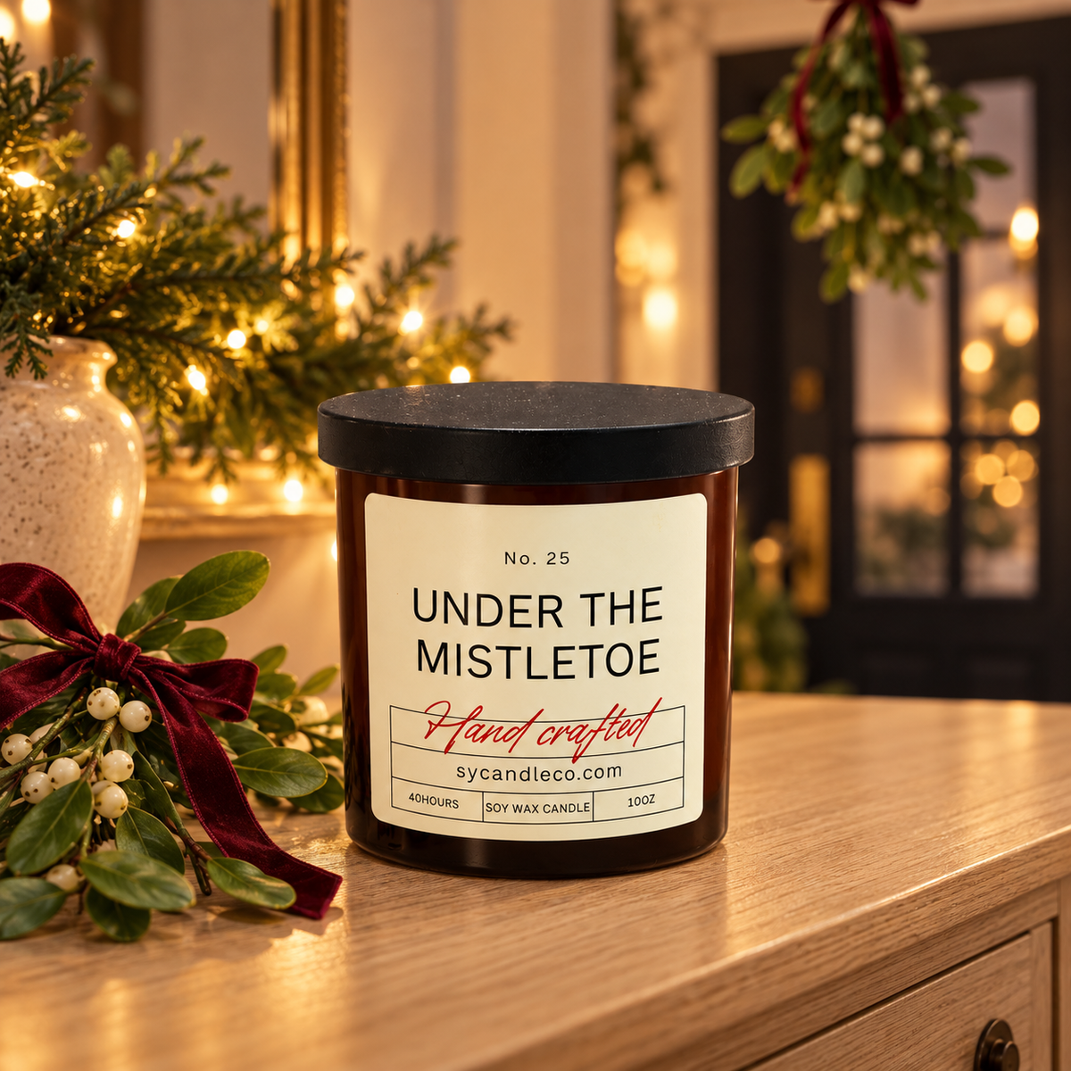 Under the Mistletoe soy candle — amber lifestyle