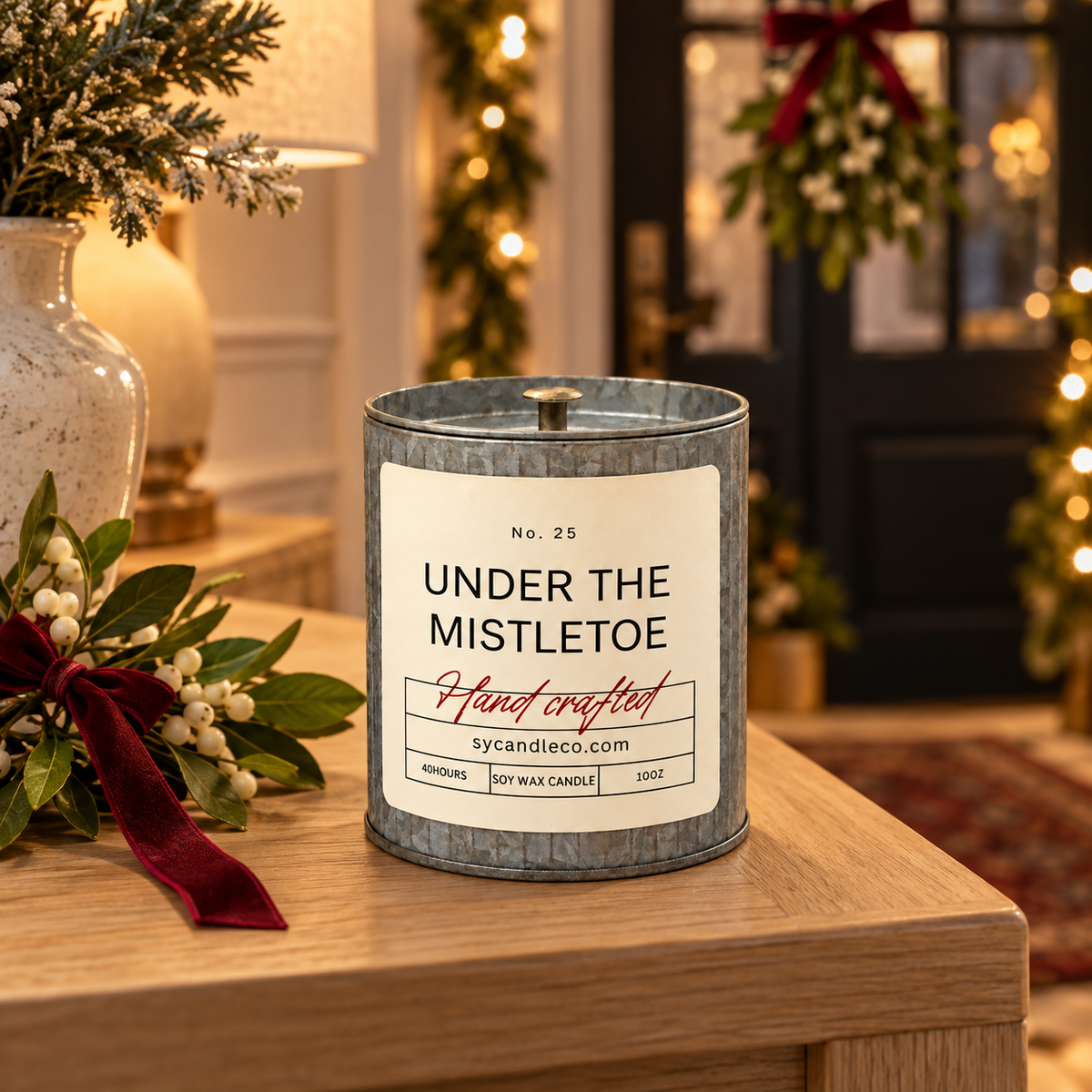 Under the Mistletoe soy candle — tin lifestyle