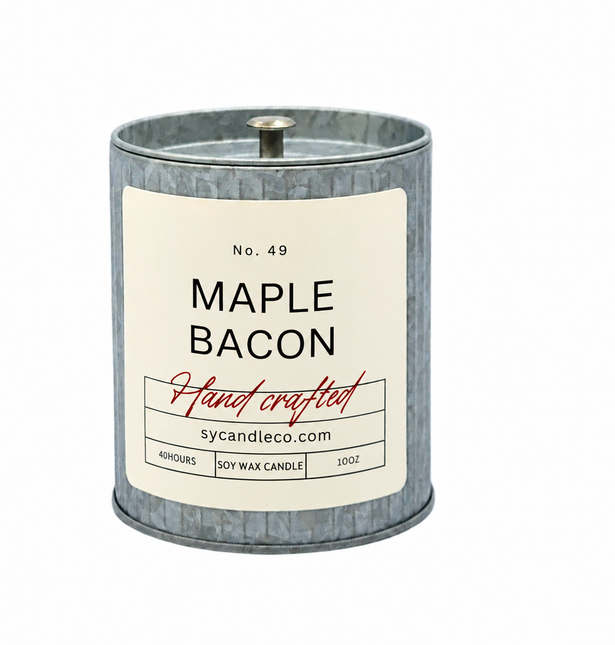 Maple Bacon soy candle — tin product
