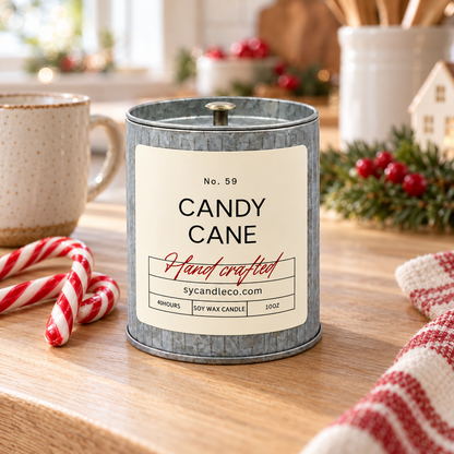 Candy Cane soy candle — tin lifestyle